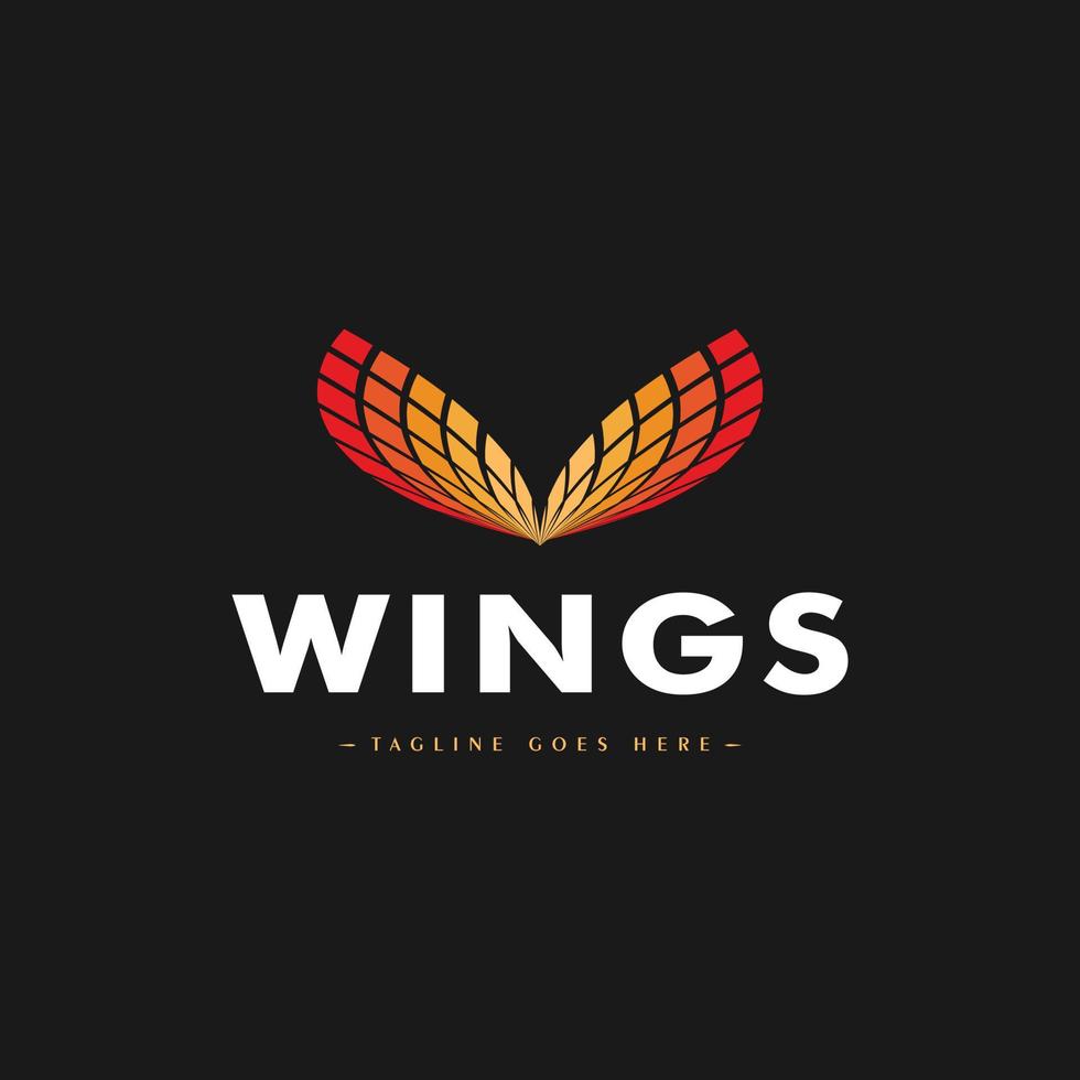 Elegant fire color abstract wings logo luxury feel ,Fire color gradient abstract wings logo design template vector