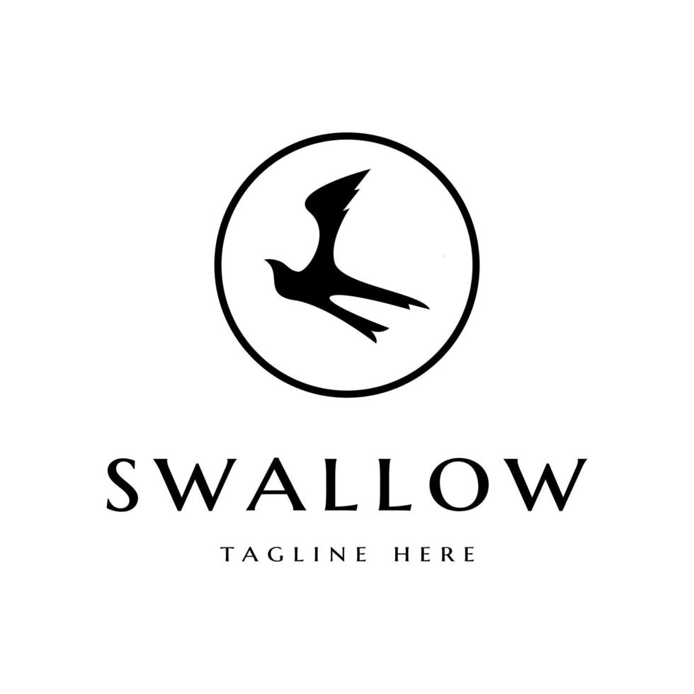 Circular line with Flying Swallow vector logo design