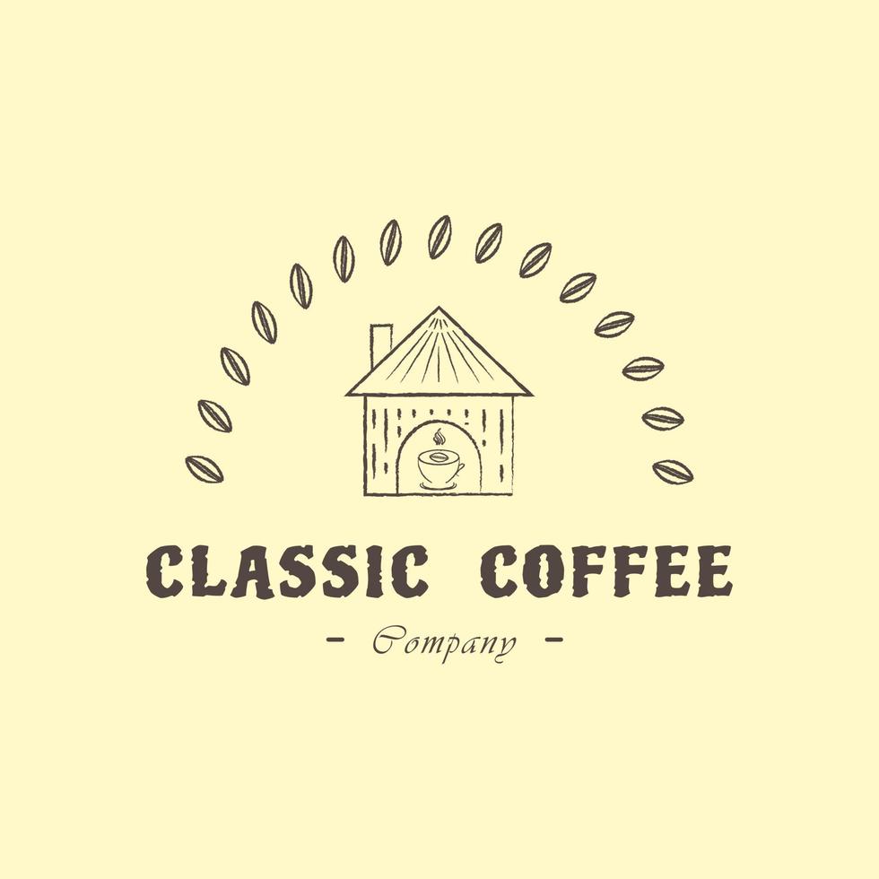 Classic coffee shop vintage design logo. Rural coffee shop logo vector