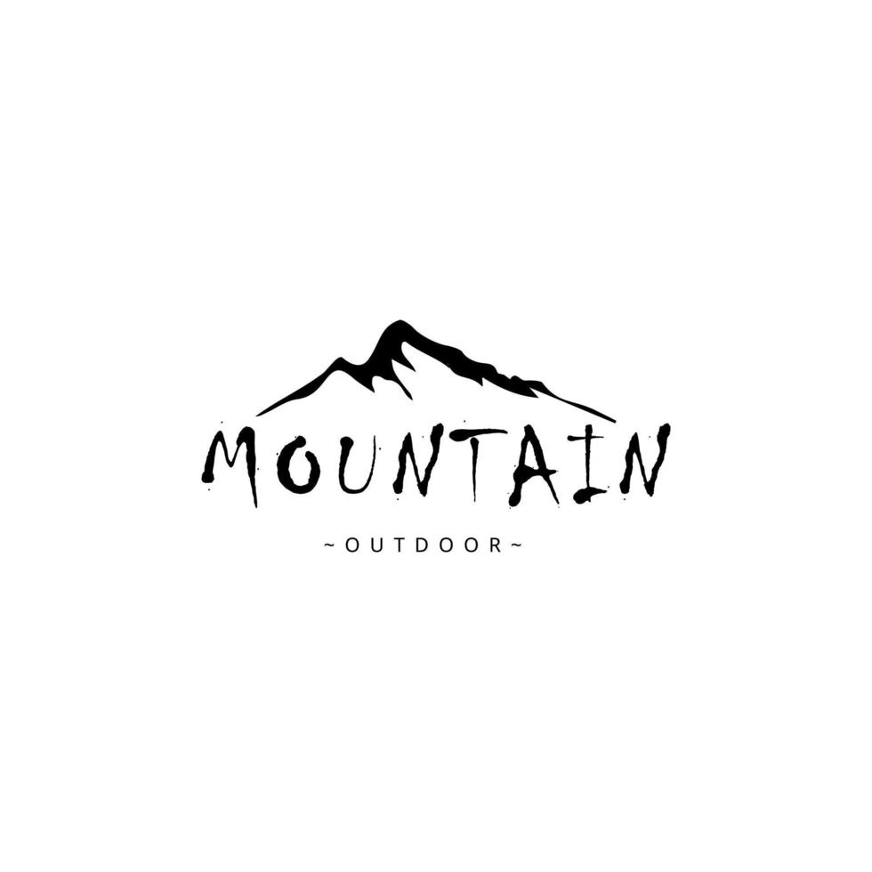 black and white hand painted mountains logo design vector