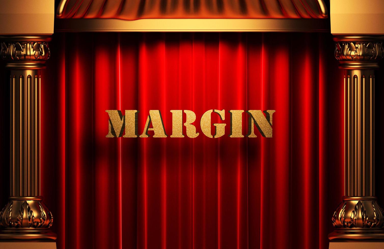 margin golden word on red curtain photo