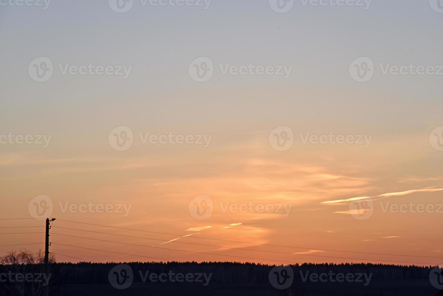 Evening sunset sky and horizon with forest photo