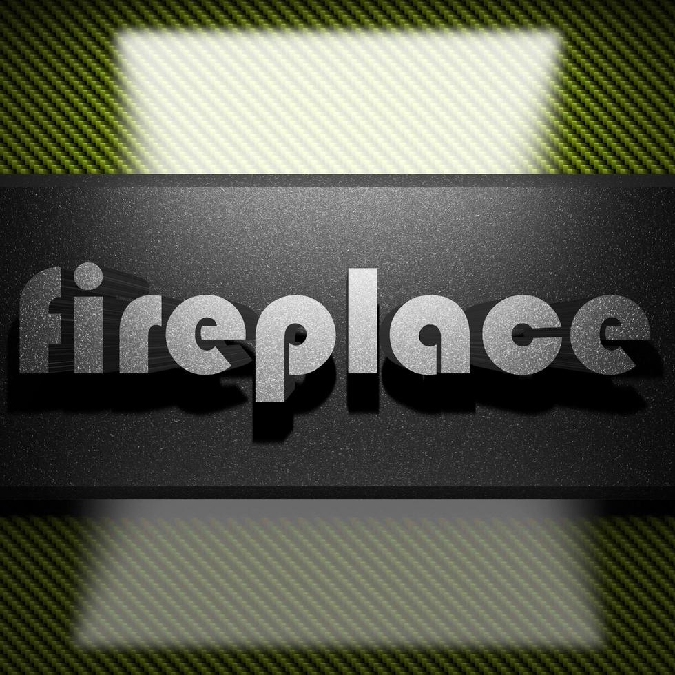 fireplace word of iron on carbon photo