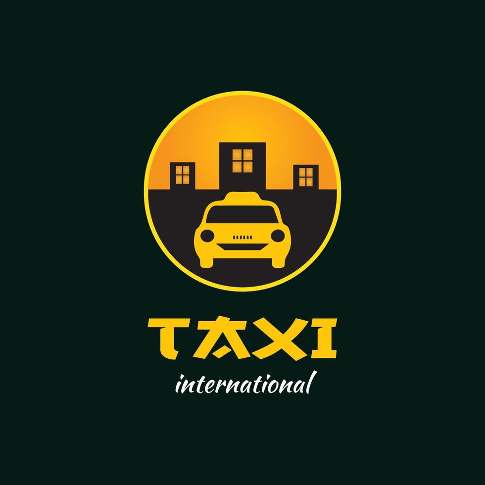vector de plantilla de diseño de logotipo de concepto internacional de taxi. etiqueta engomada del emblema del logotipo del taxi del círculo
