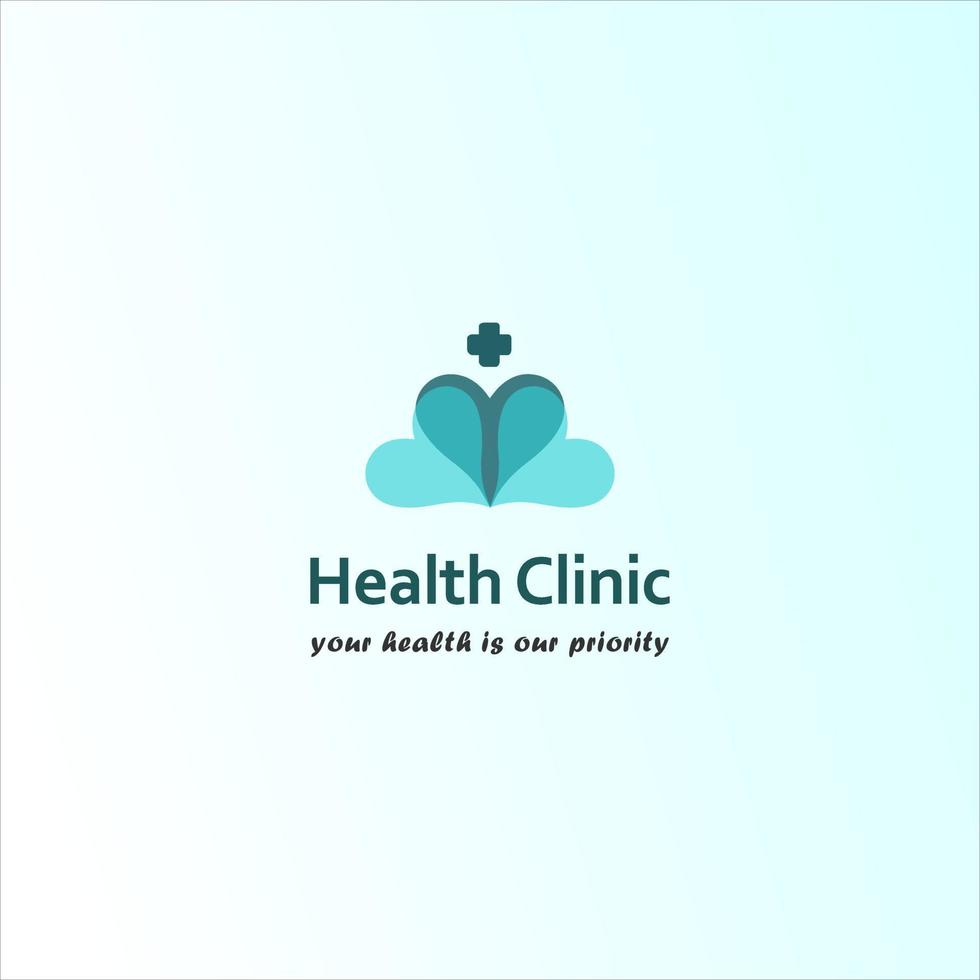 logotipo de diseño de la clínica de salud con elementos hepáticos transparentes de color verde oscuro y verde claro. el logo de la clínica médica del centro de salud, la salud del paciente es una prioridad. logotipo medico vector