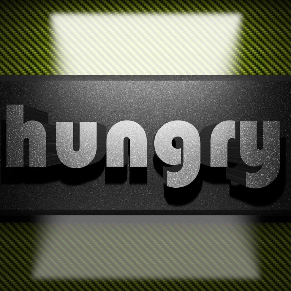 hungry word of iron on carbon photo