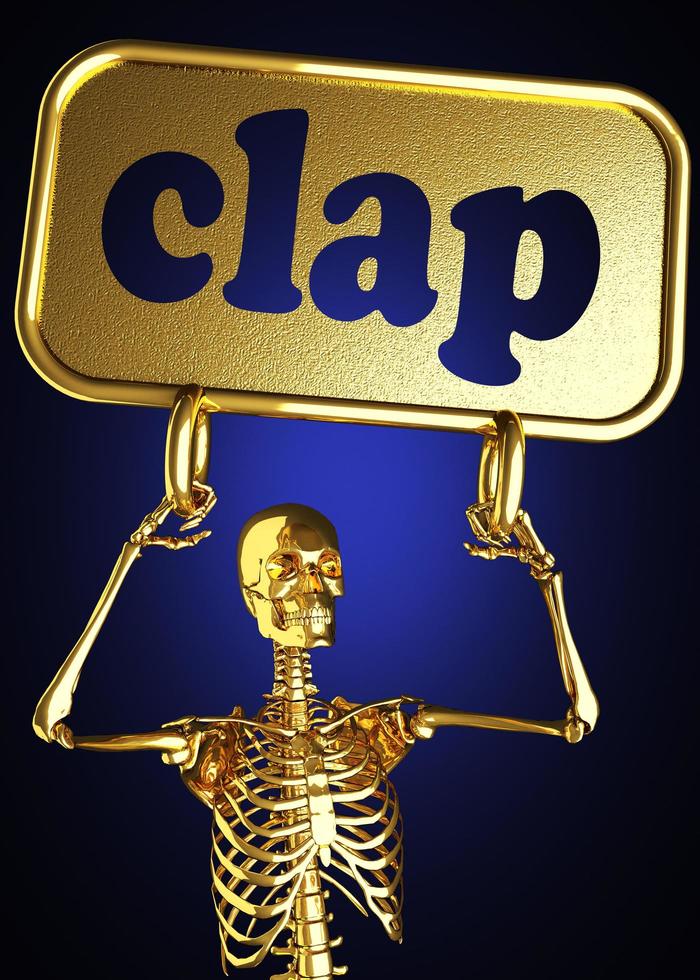 clap word and golden skeleton photo