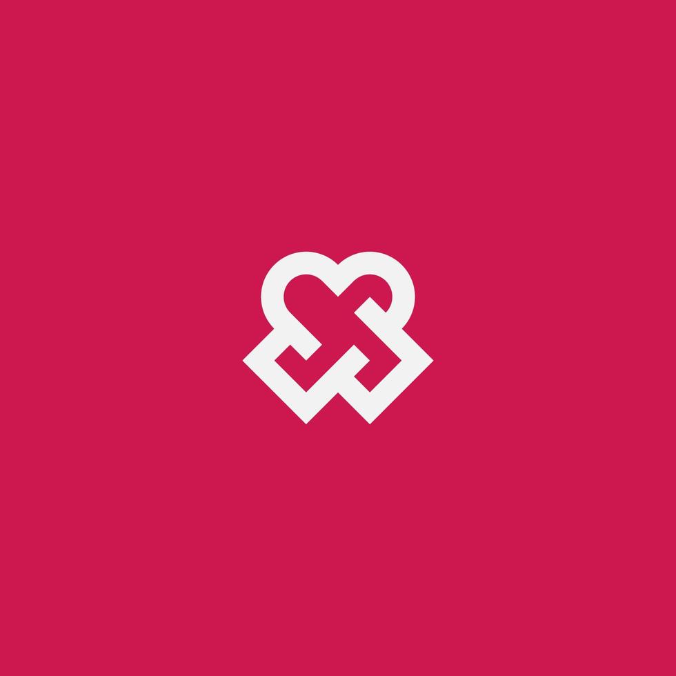 diseño de logotipo de cinta de corazón, idea única de icono de monograma vector