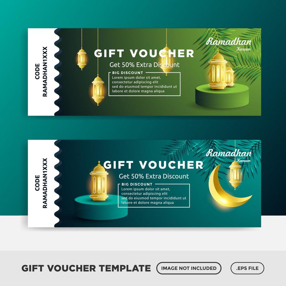Gift coupon or voucher layout, vector design ramadhan sale.