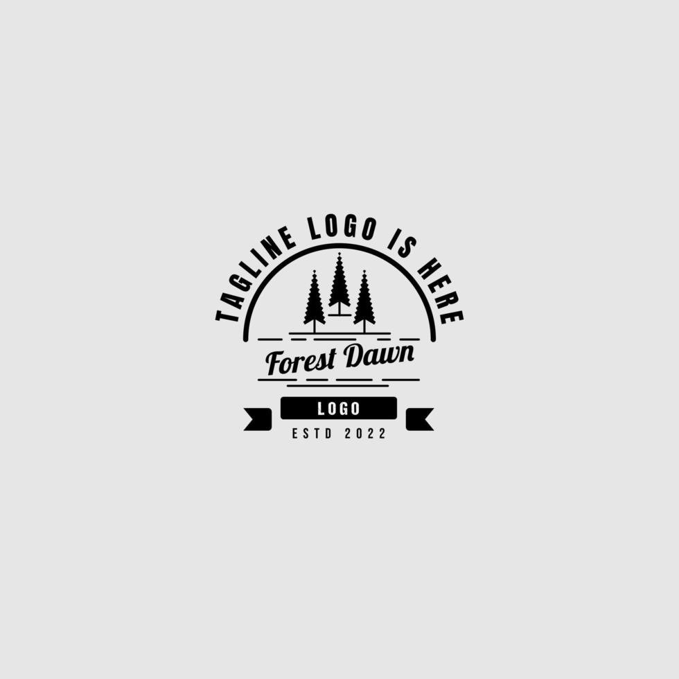 árbol logo vintage diseño simple vector