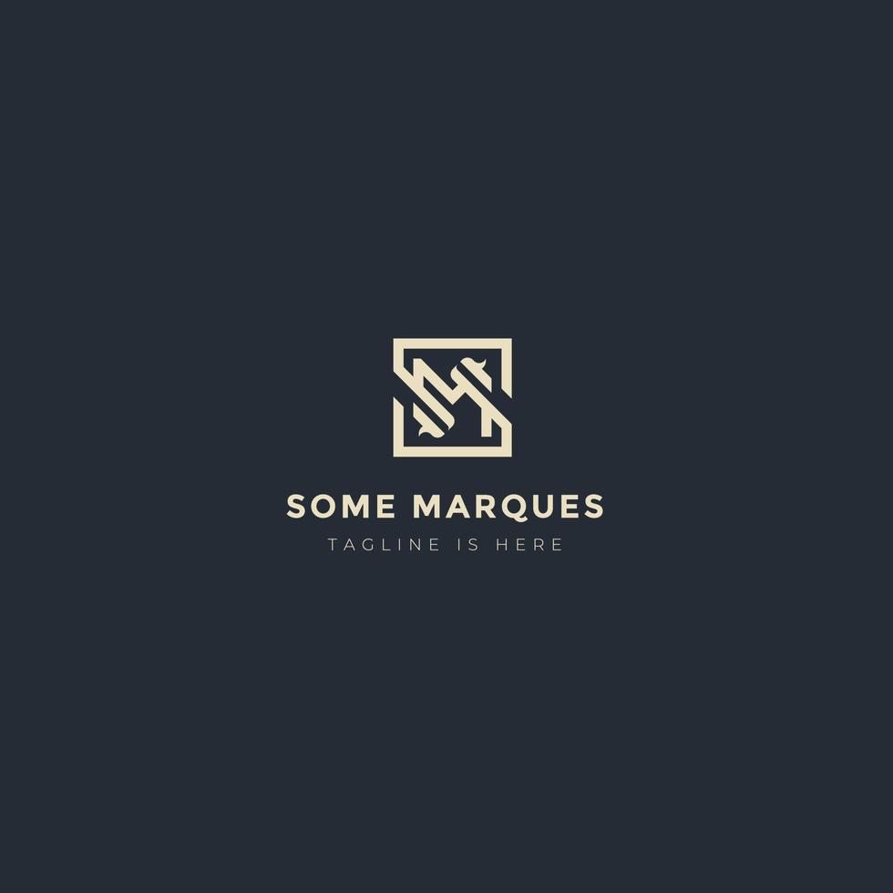 Logo Letter SM square, monogram icon initial S and M vector