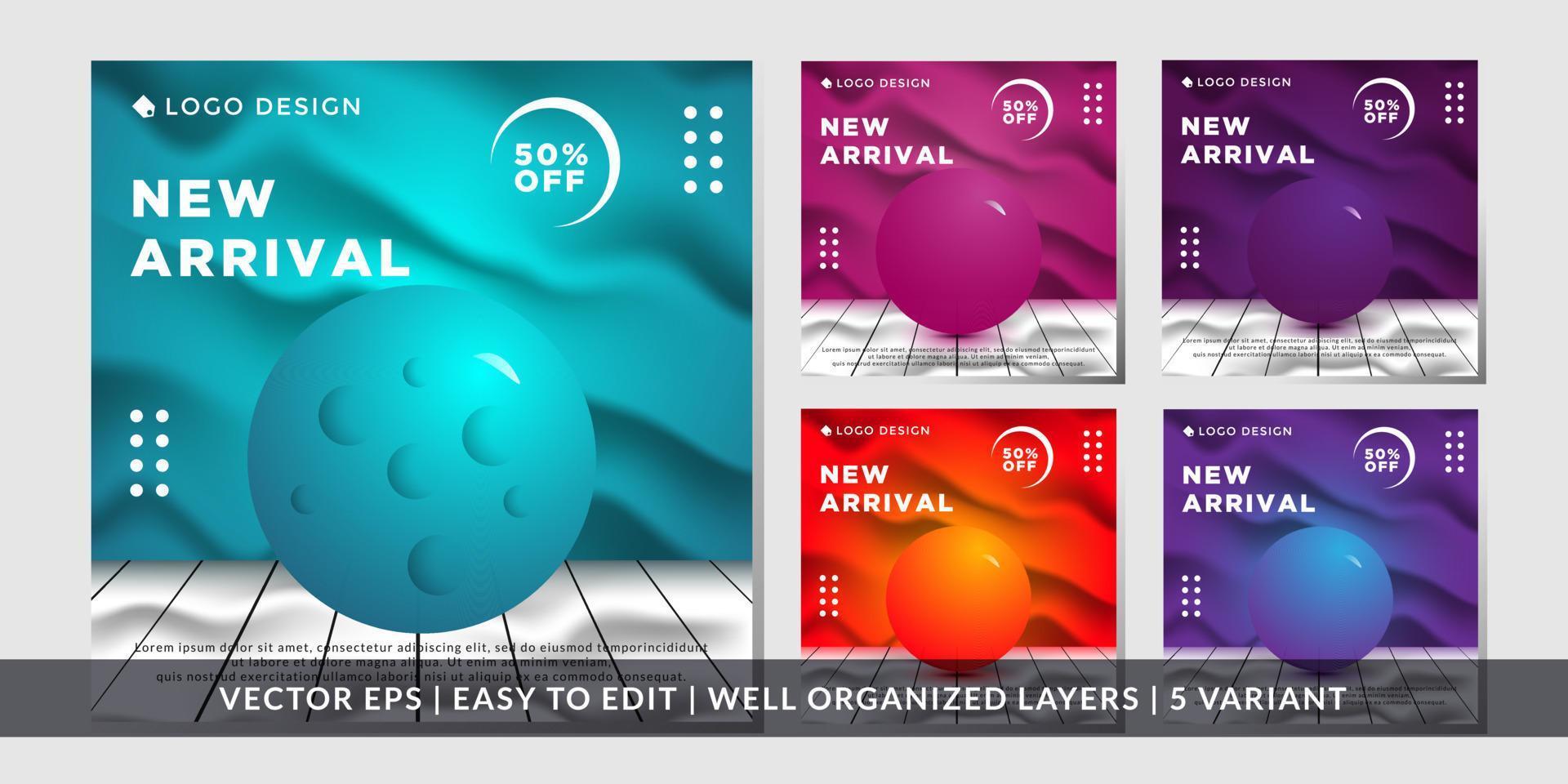 banner sale for social media templates, white chair concept and glowing ball vector