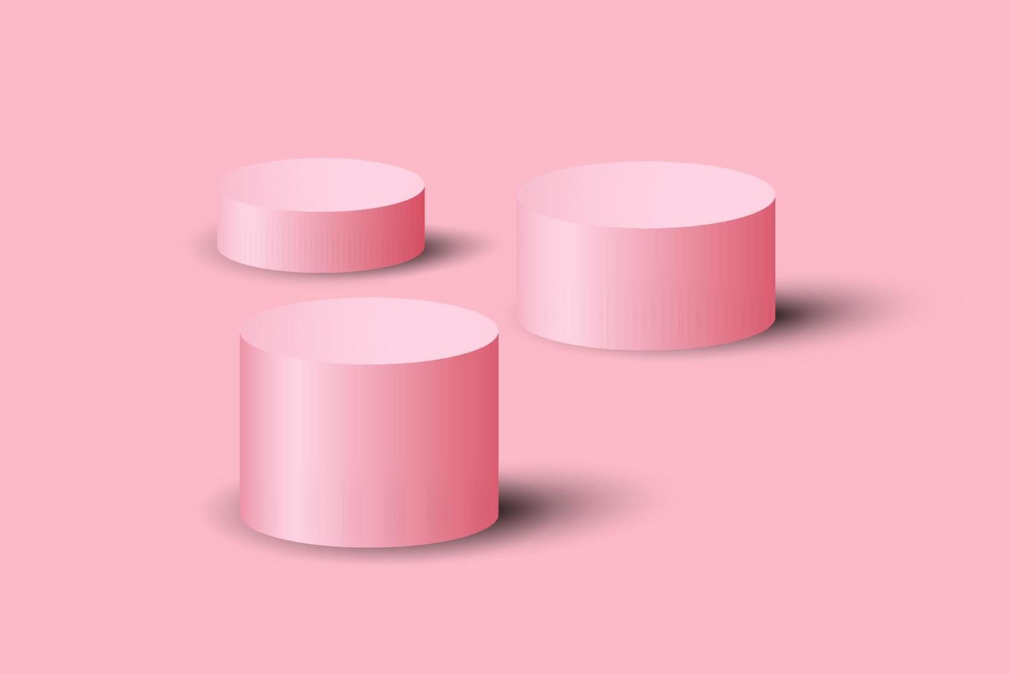 3 pink Podium 3d, realistic stand product in background pink vector