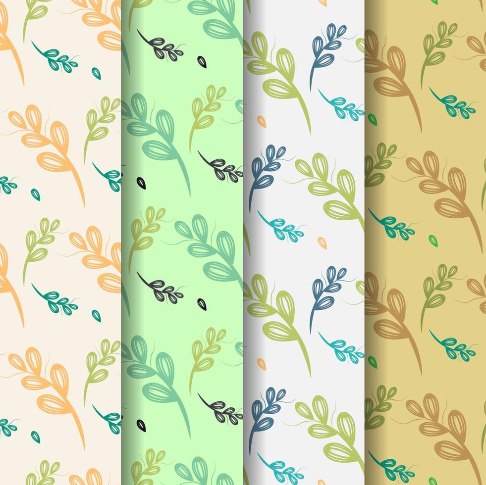 Botany Abstract Seamless Patterns vector