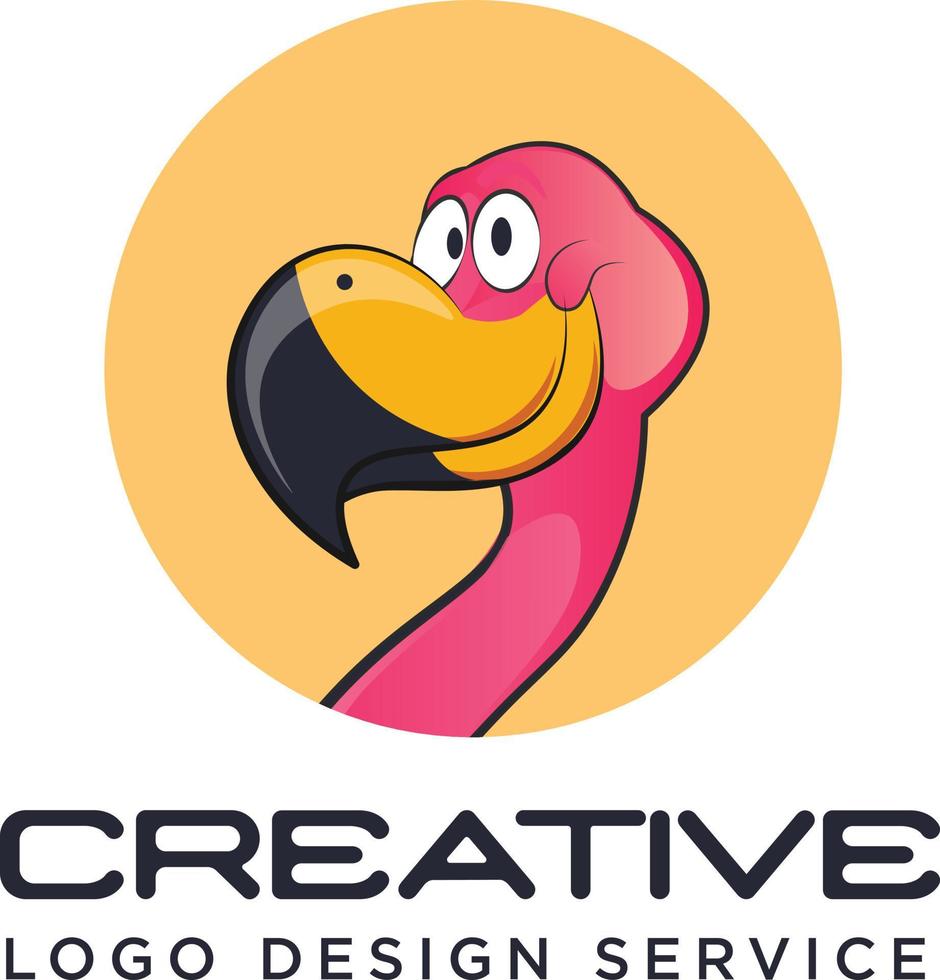 Cute Flamingo Bird logo Template vector
