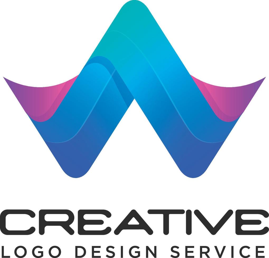 plantilla de logotipo w degradado abstracto vector