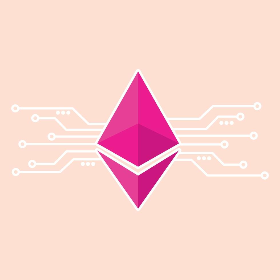 logotipo de ethereum concepto de moneda criptográfica aislada vector