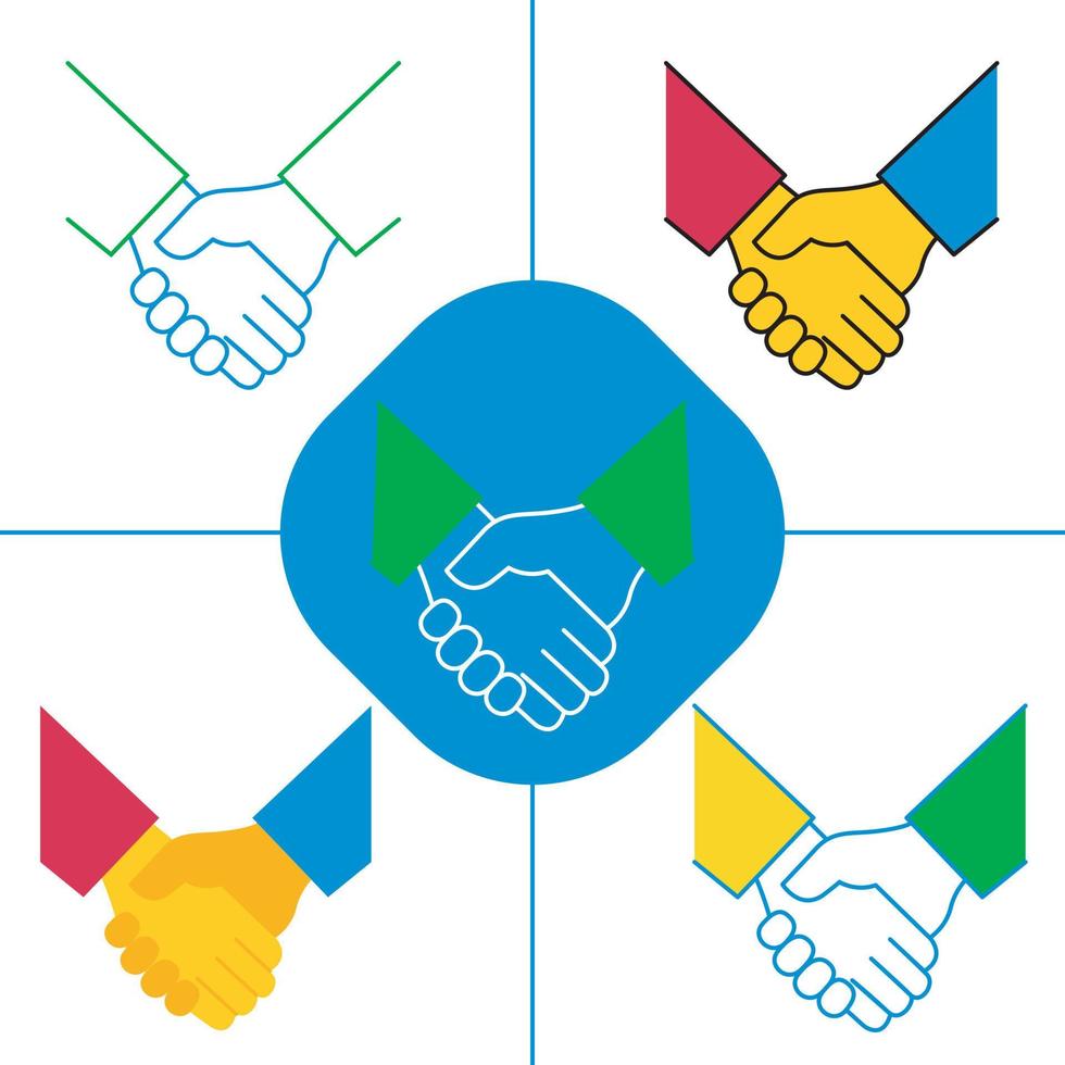 handshake in flat design style vector