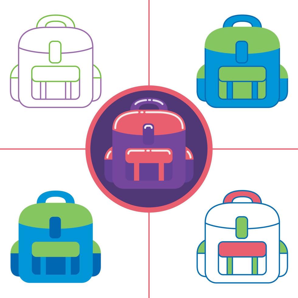 mochila en estilo de diseño plano vector