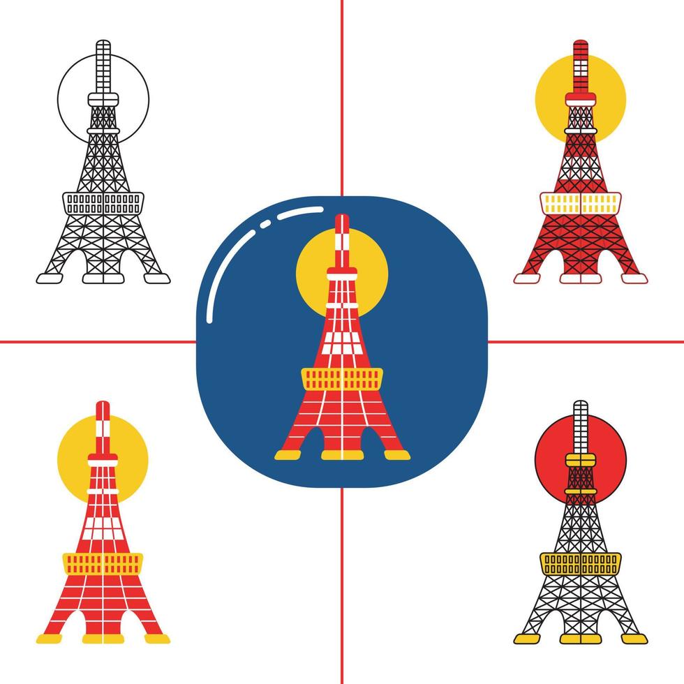 Tokyo Tower in flat design style vector