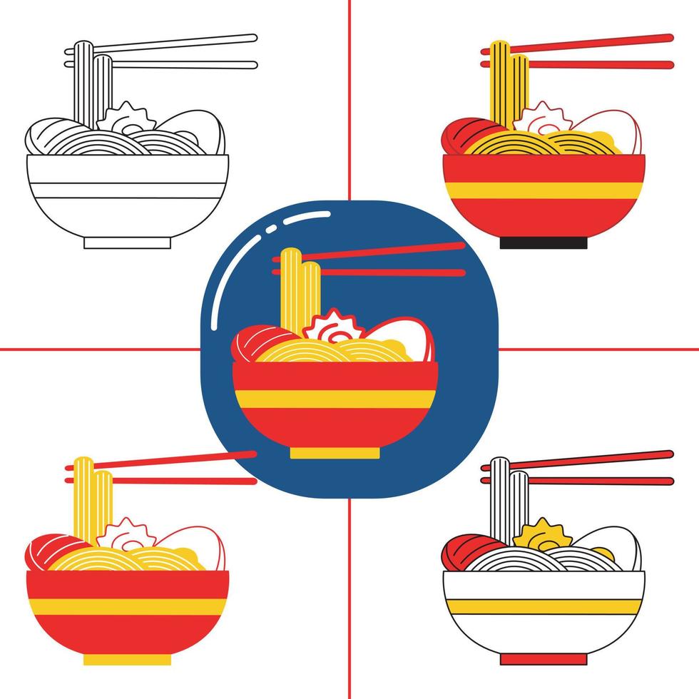 Ramen in flat design style vector