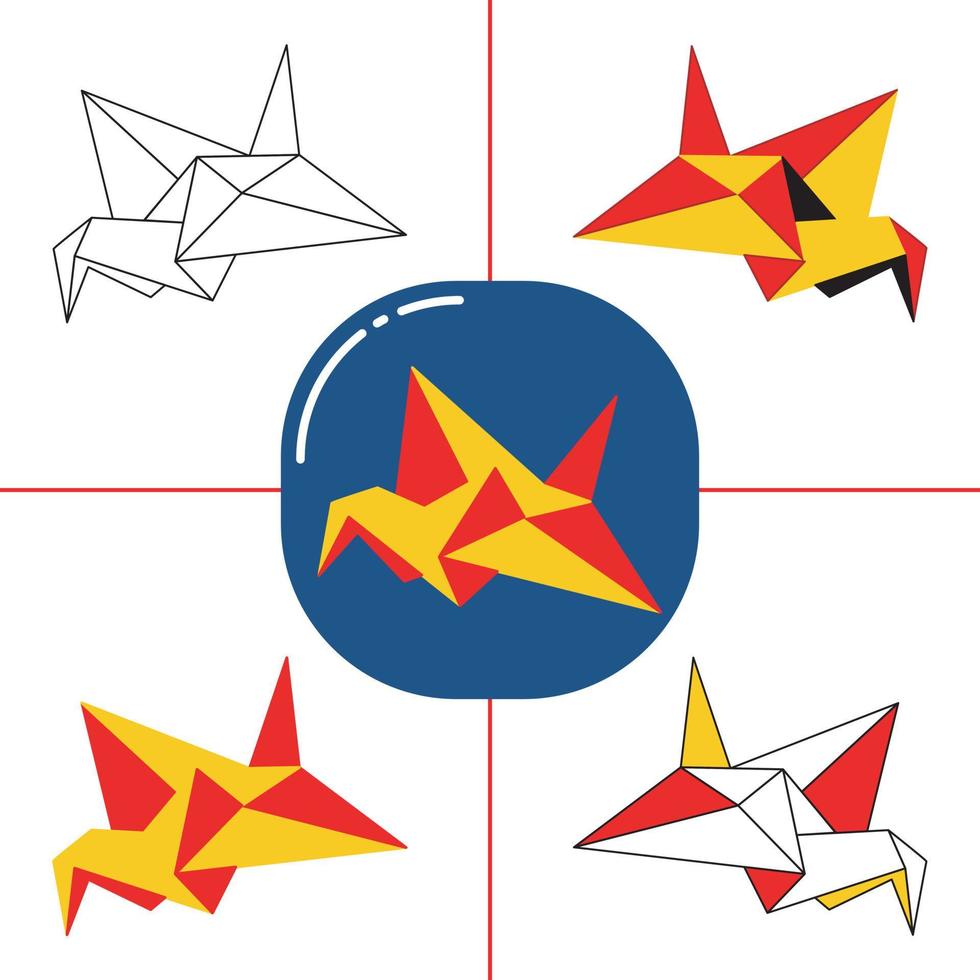 origami en estilo de diseño plano vector