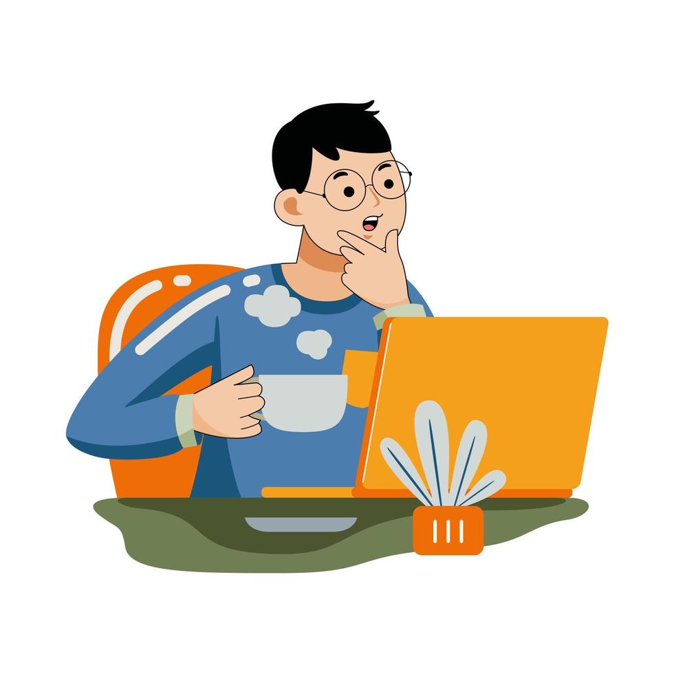 Man working with laptop vector