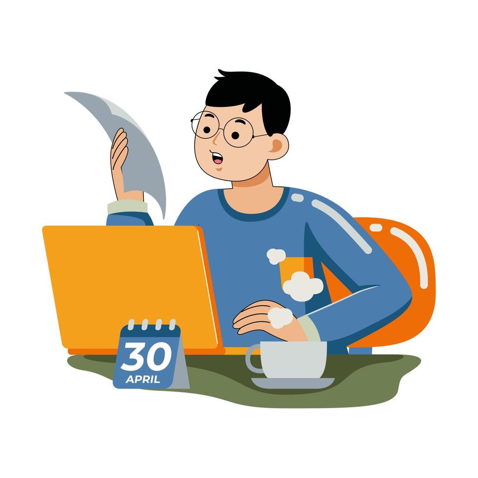 Man working with laptop vector