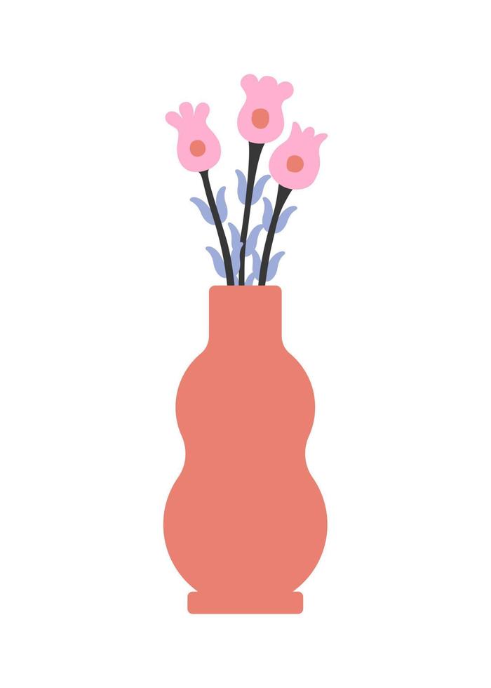 Holiday poster with a flower bouquet in a vase. Vintage vector illustration for Easter card