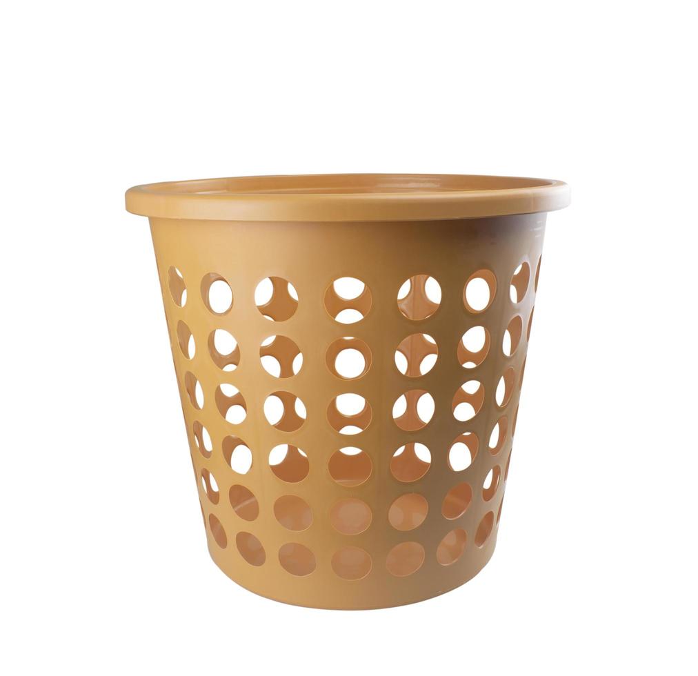 Empty new  plastic basket isolated on white background photo