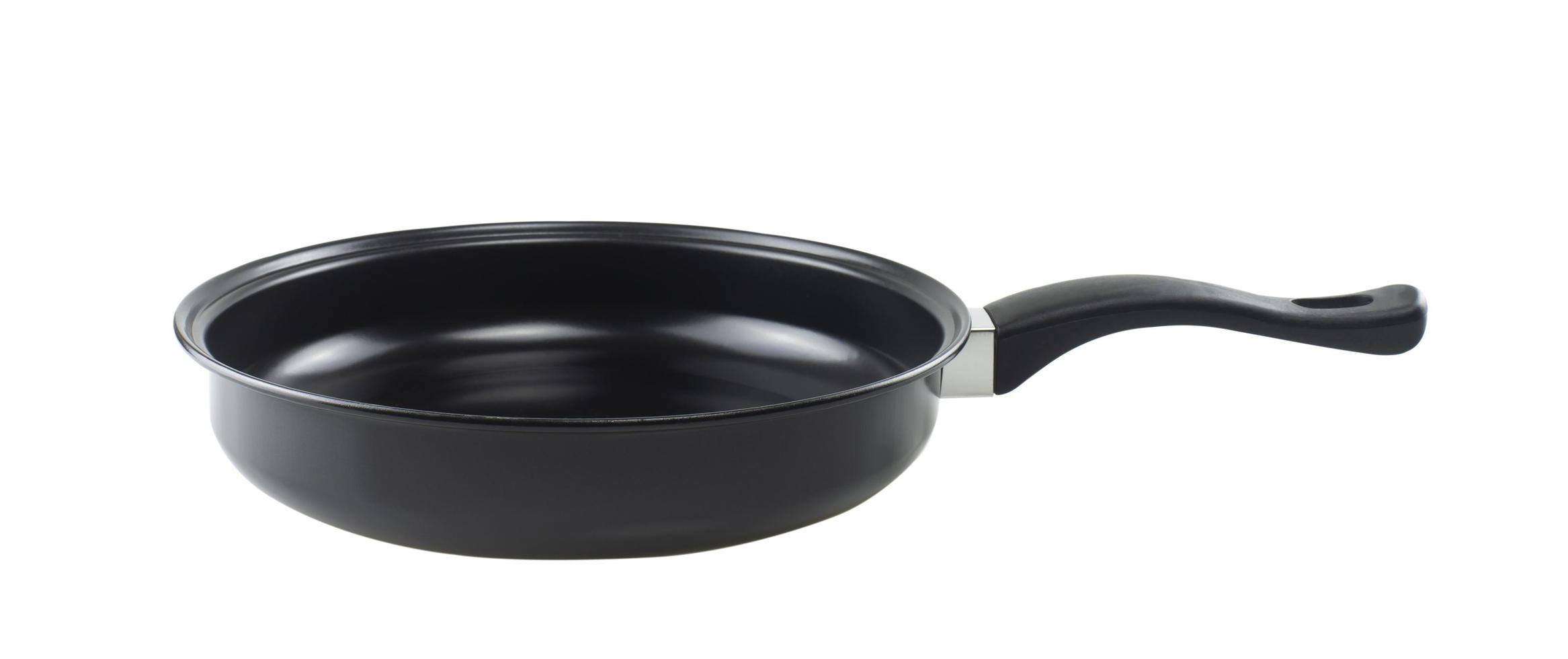 Black pan isolated on white background photo