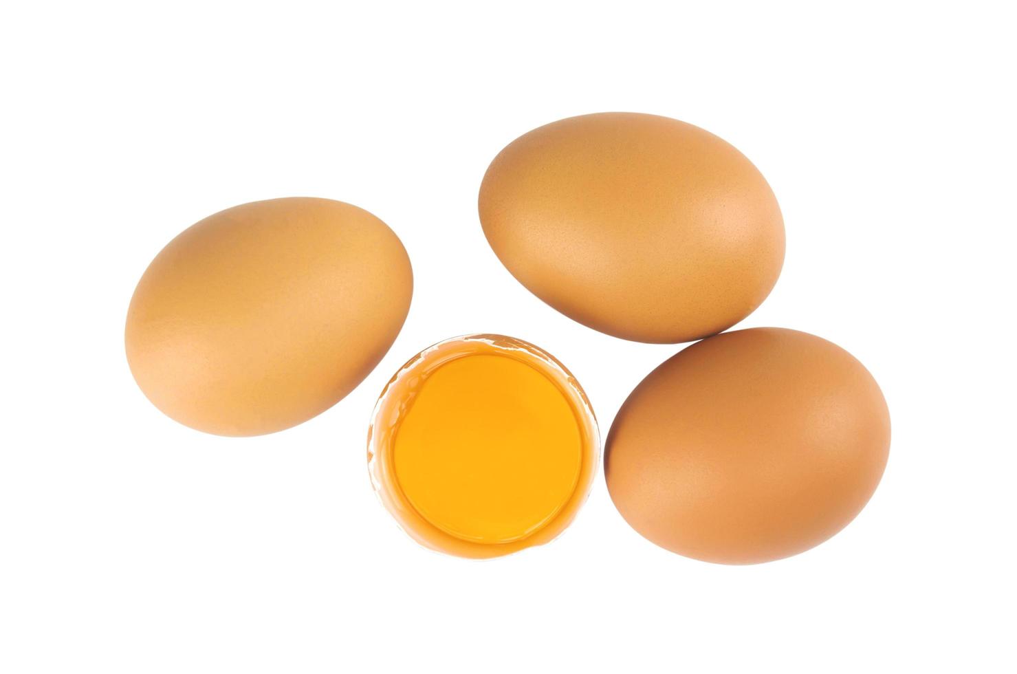 Eggs isolated on white background with clipping path.top view photo