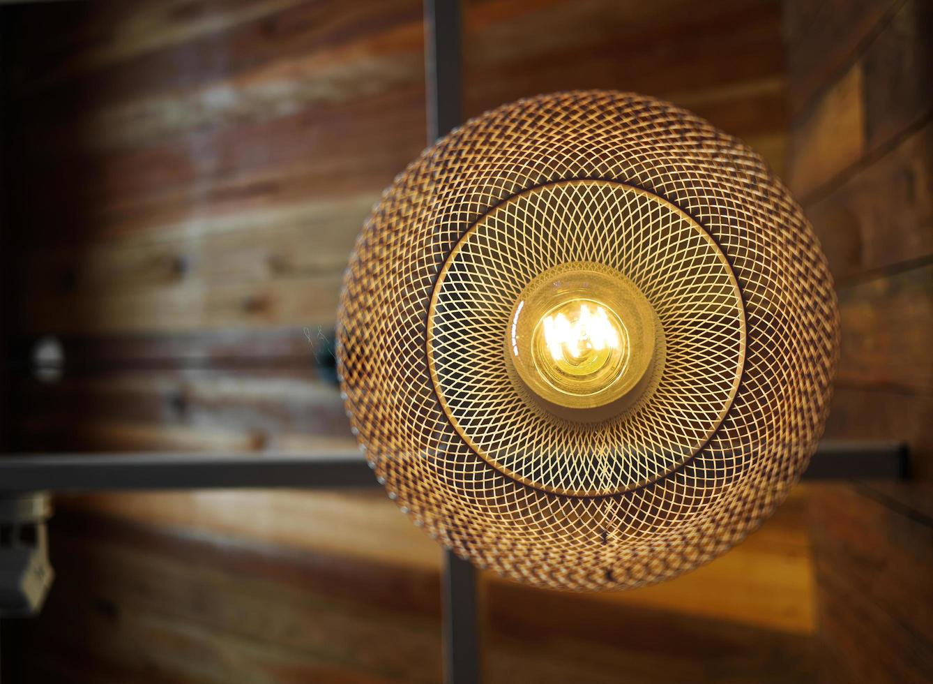 uprisen view of basketry weave design lamp thai style hanging from ceiling photo