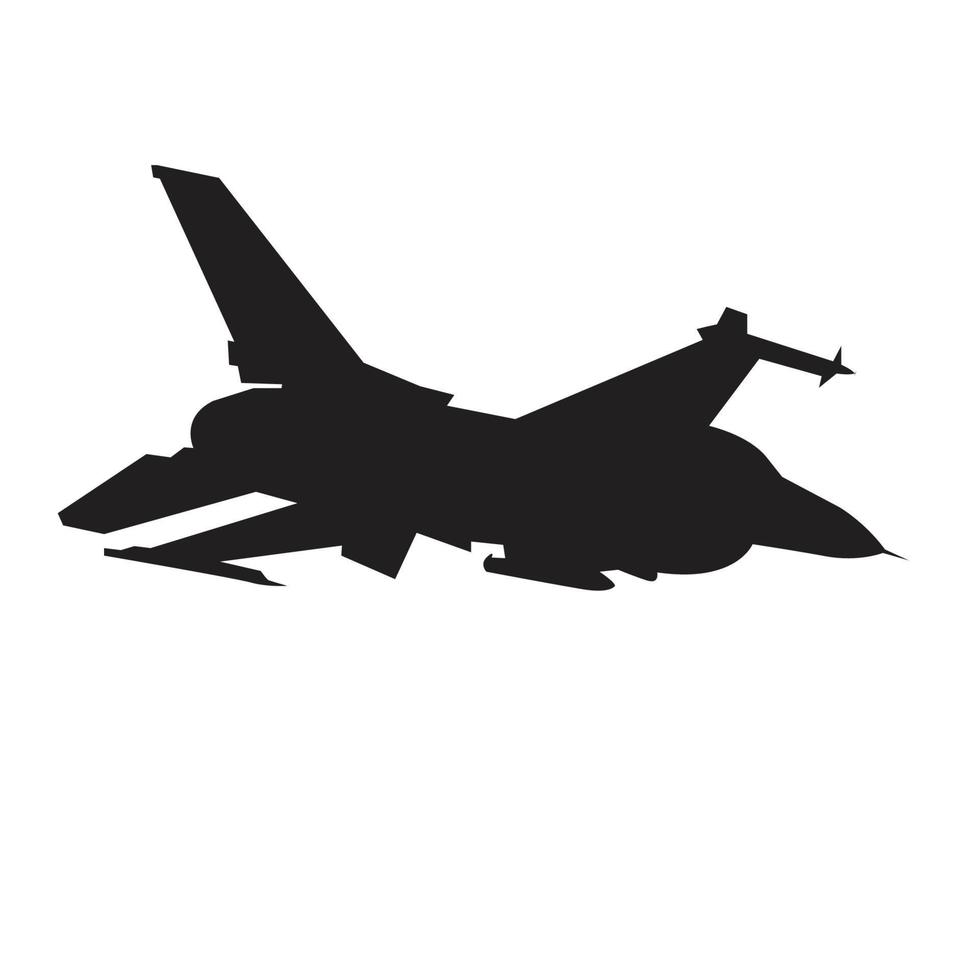 diseño de vector de silueta de avión de combate f16