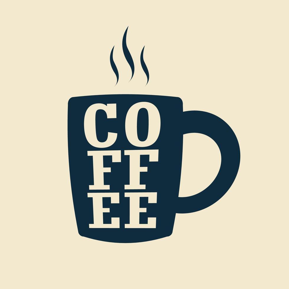 bebida de taza de café caliente con diseño de vector de texto