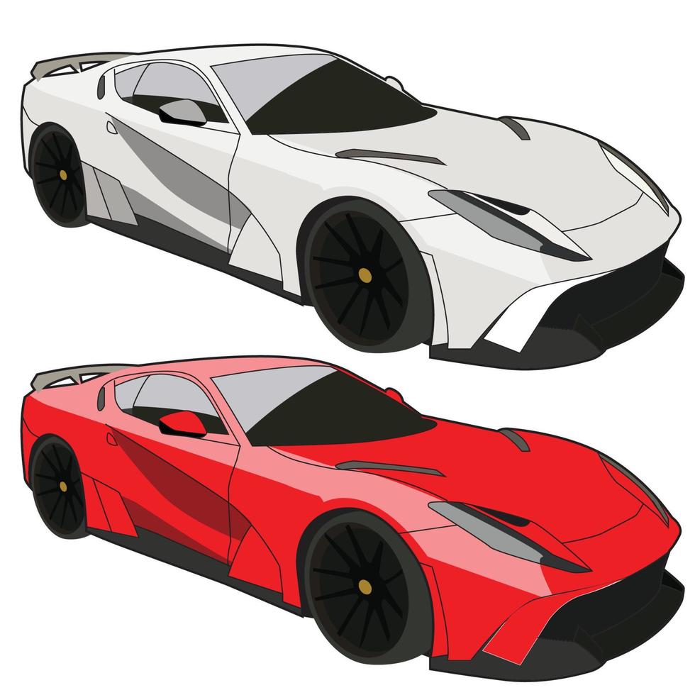 race car side view color set vector design