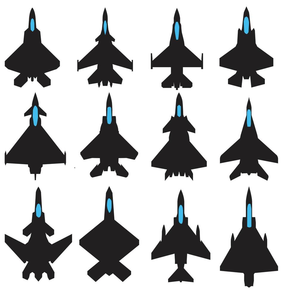 conjunto de colección de iconos de caza a reacción moderno diseño vectorial vector