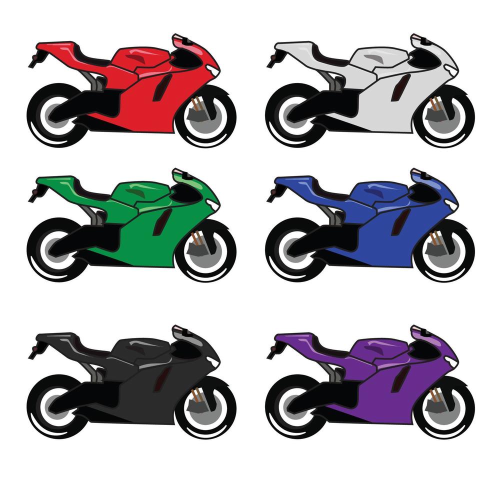 diseño de vector de conjunto de colores de vista lateral de carrera de motos