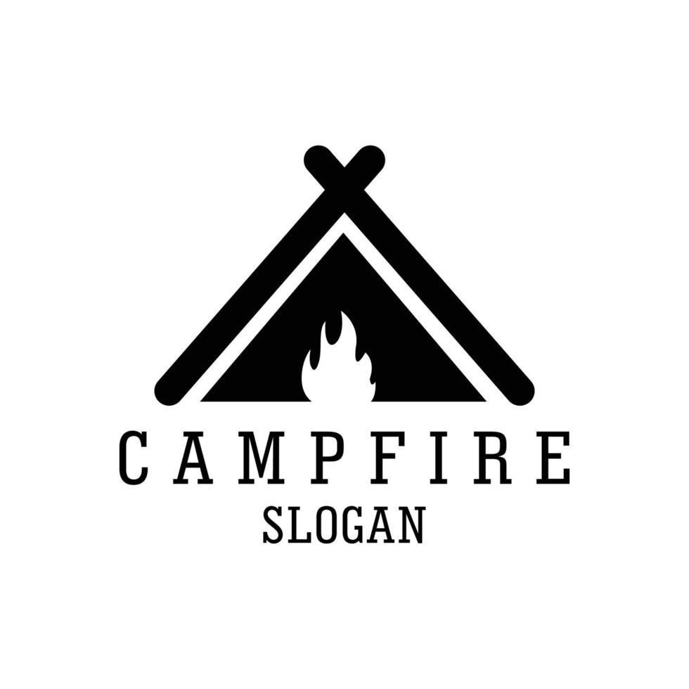 diseño de vector de logotipo de fuego de campamento