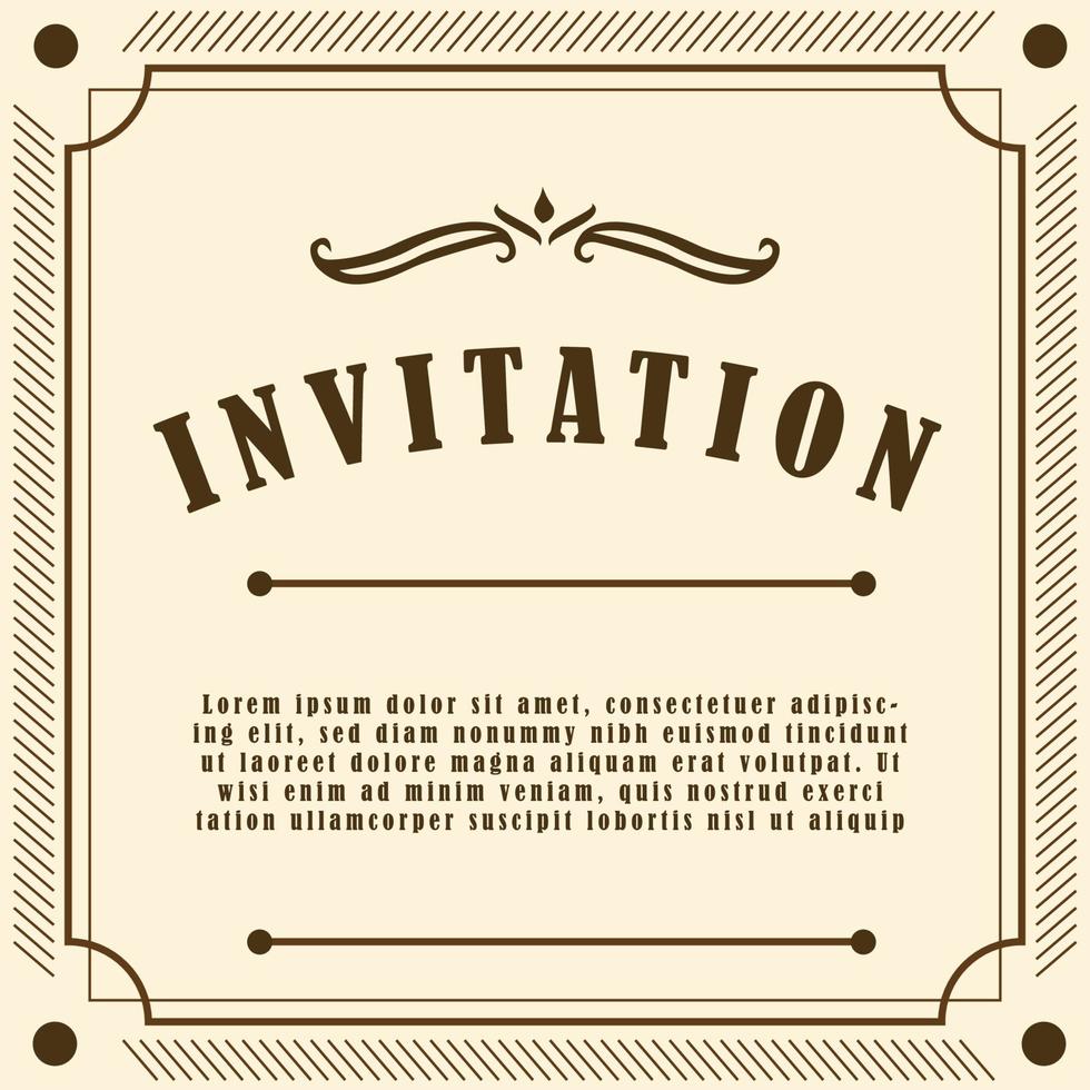 vintage invitation card vector design