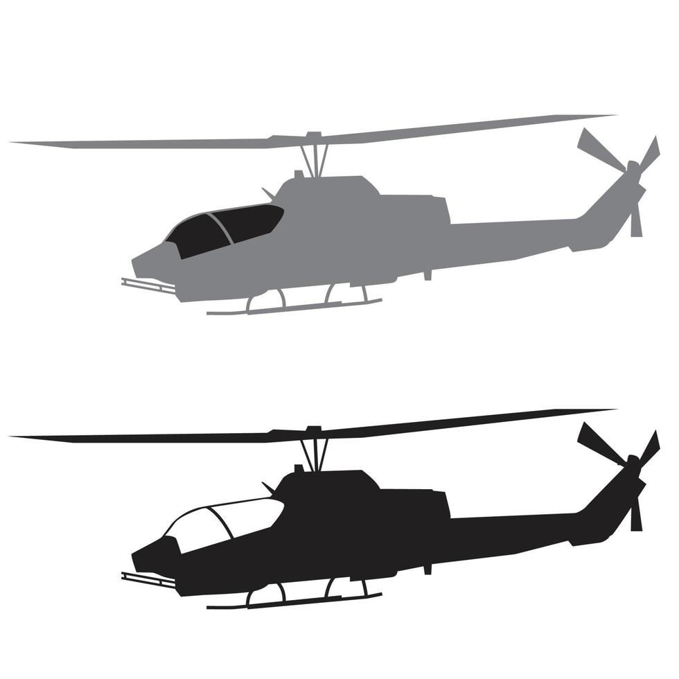 diseño de vector de conjunto de silueta de helicóptero cobra