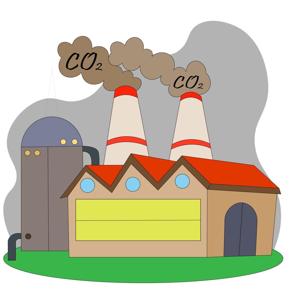 Poisonous smoke from the pipes. Illustration of CO2 emissions. the concept of air pollution by factories and industry. Environmental danger from the enterprise. effect of greenhouse warming in city vector