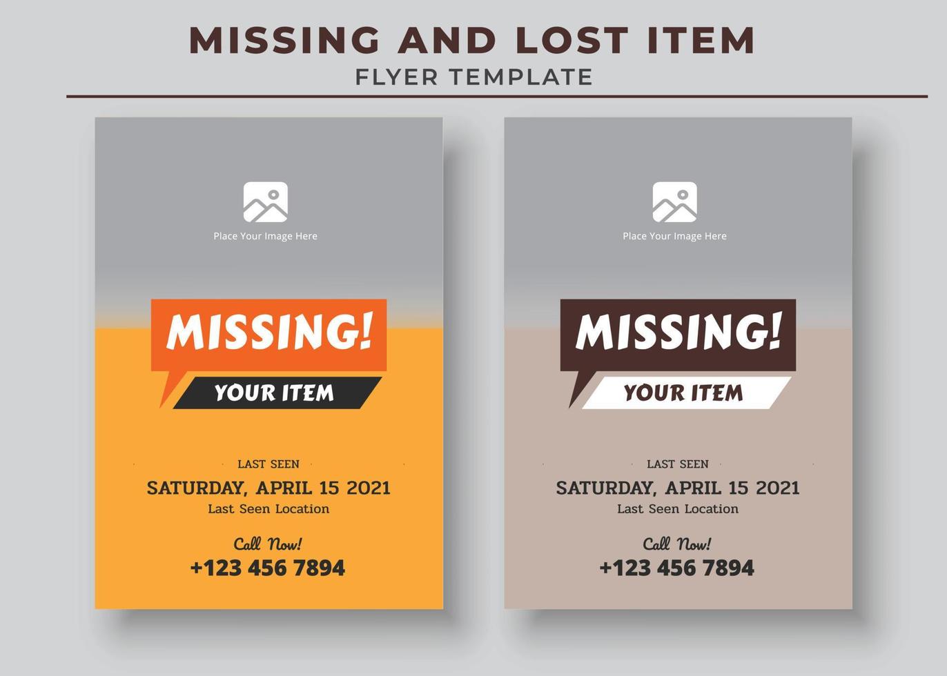 Missing and Lost Item flyer Template, Missing poster, Lost pet flyer template vector