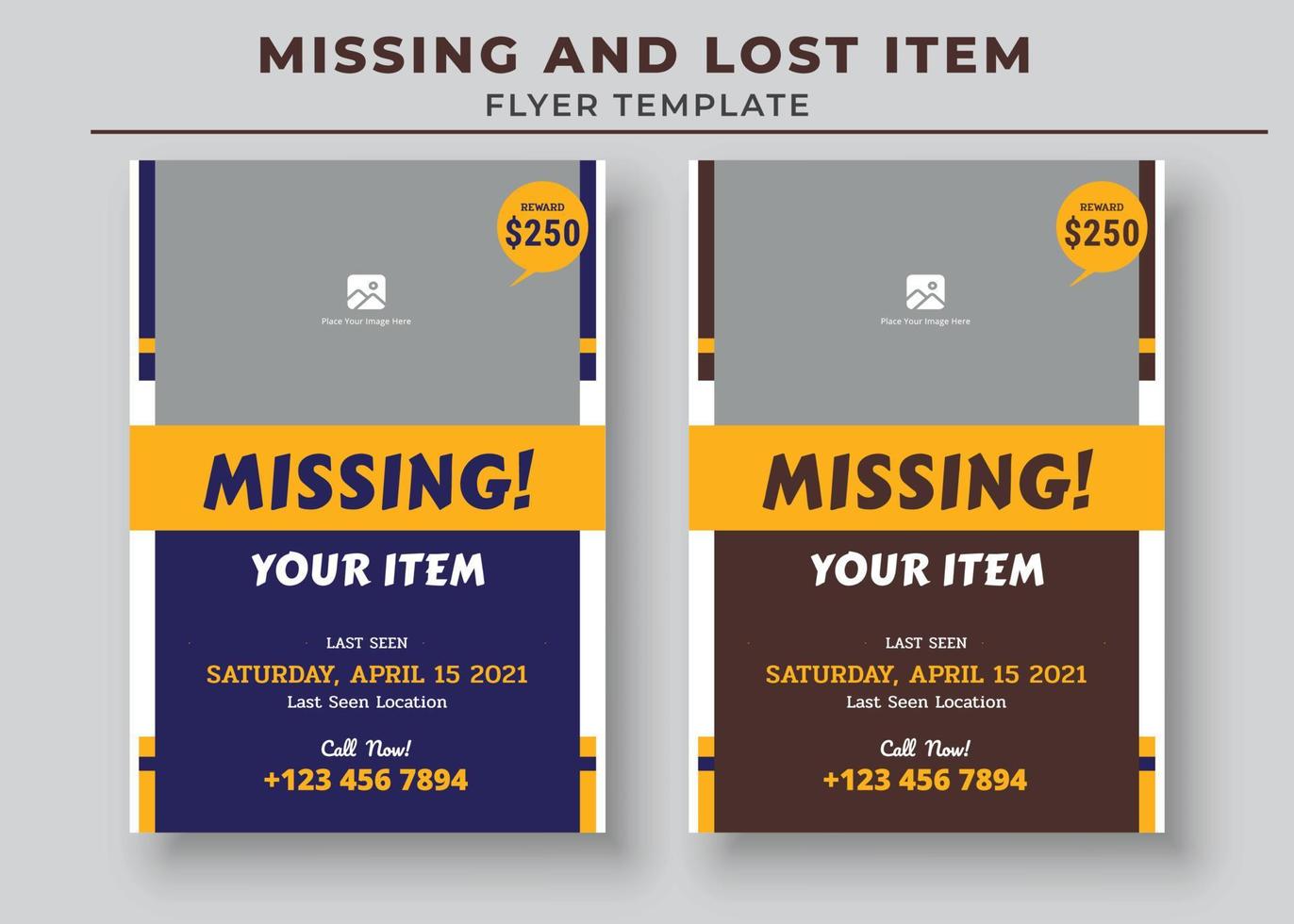 Missing and Lost Item flyer Template, Missing poster, Lost pet flyer template vector
