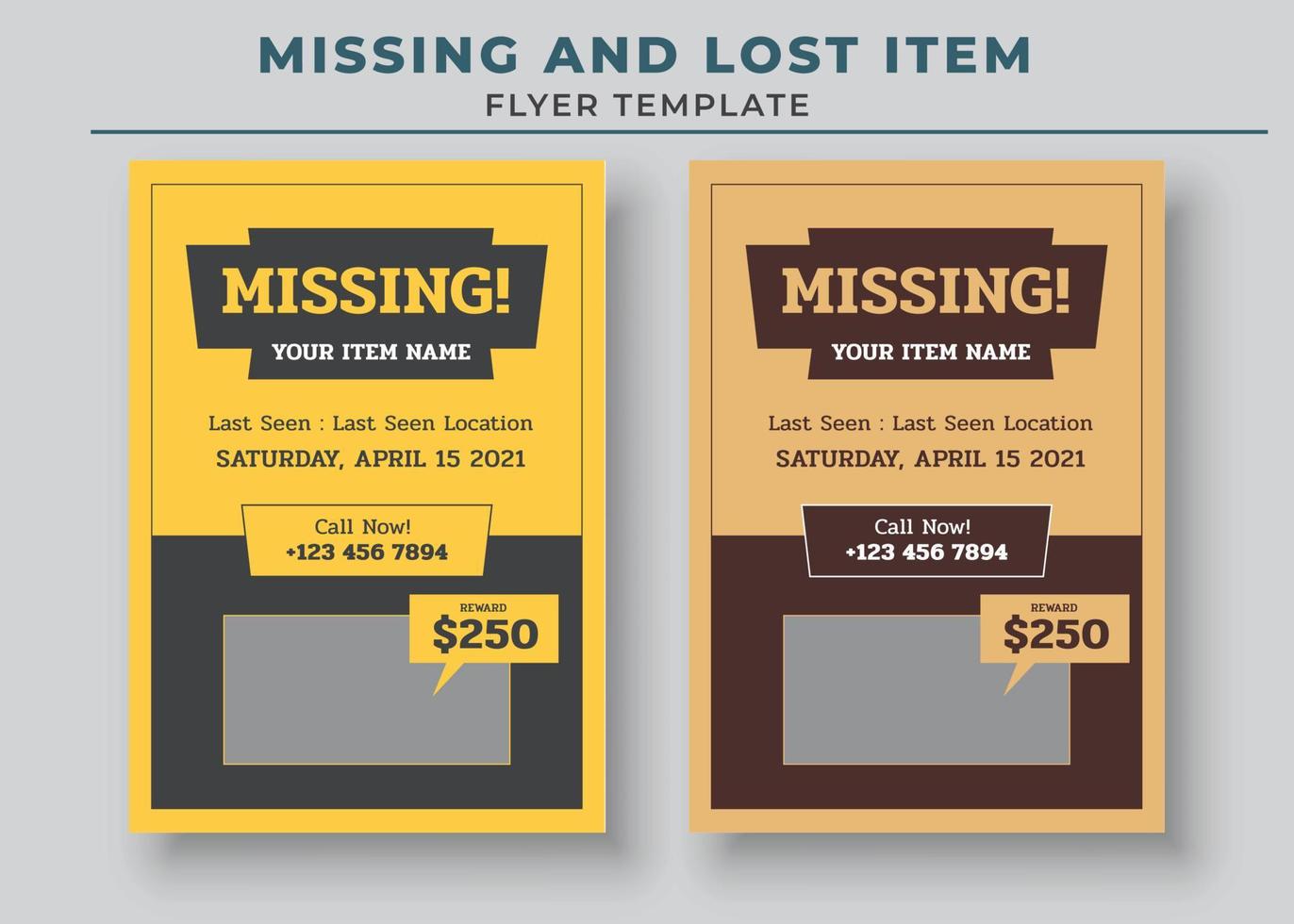 Missing and Lost Item flyer Template, Missing poster, Lost pet flyer template vector