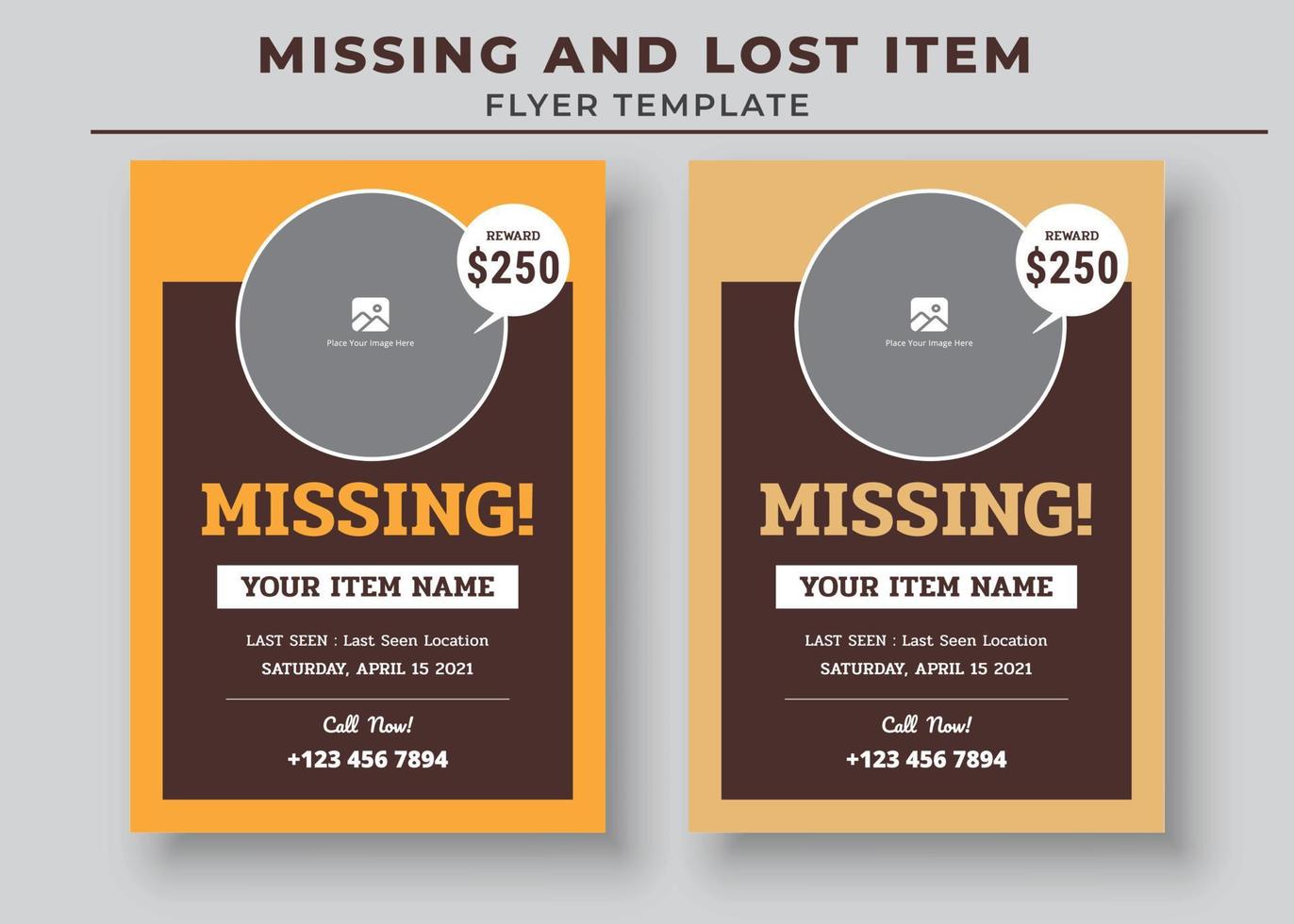 Missing and Lost Item flyer Template, Missing poster, Lost pet flyer template vector