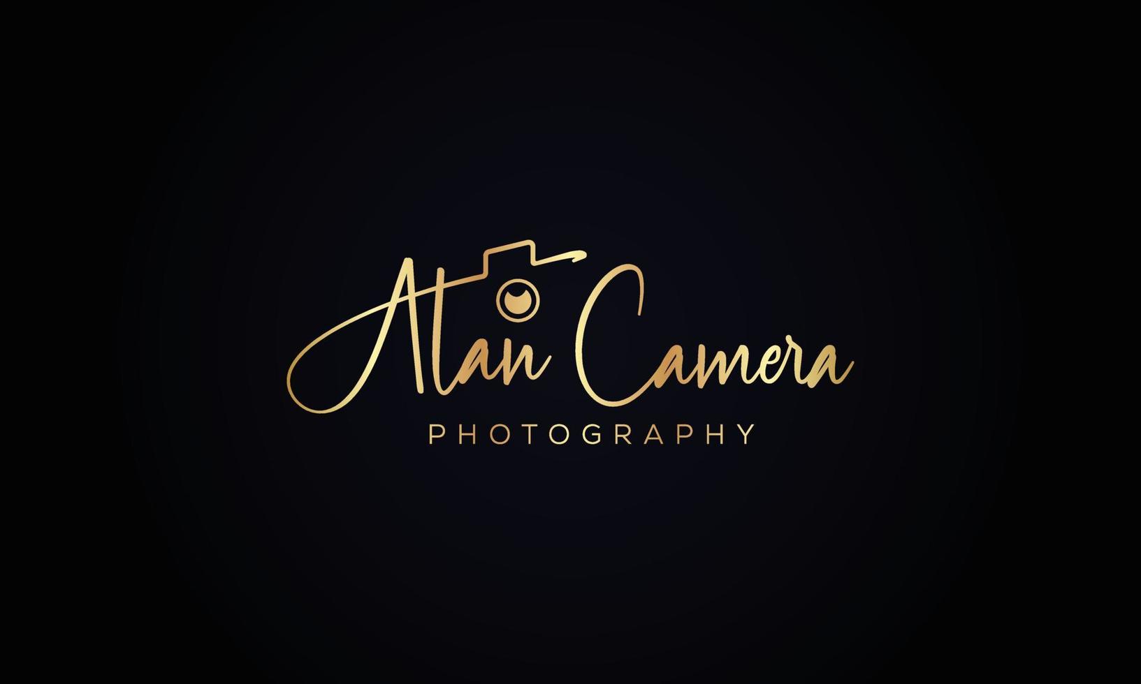 Photography Typography Signature Logo of the photographer. camera shutter. The abstract symbol for a Photo Studio in a simple minimalistic style. Vector logo template for a wedding photographer