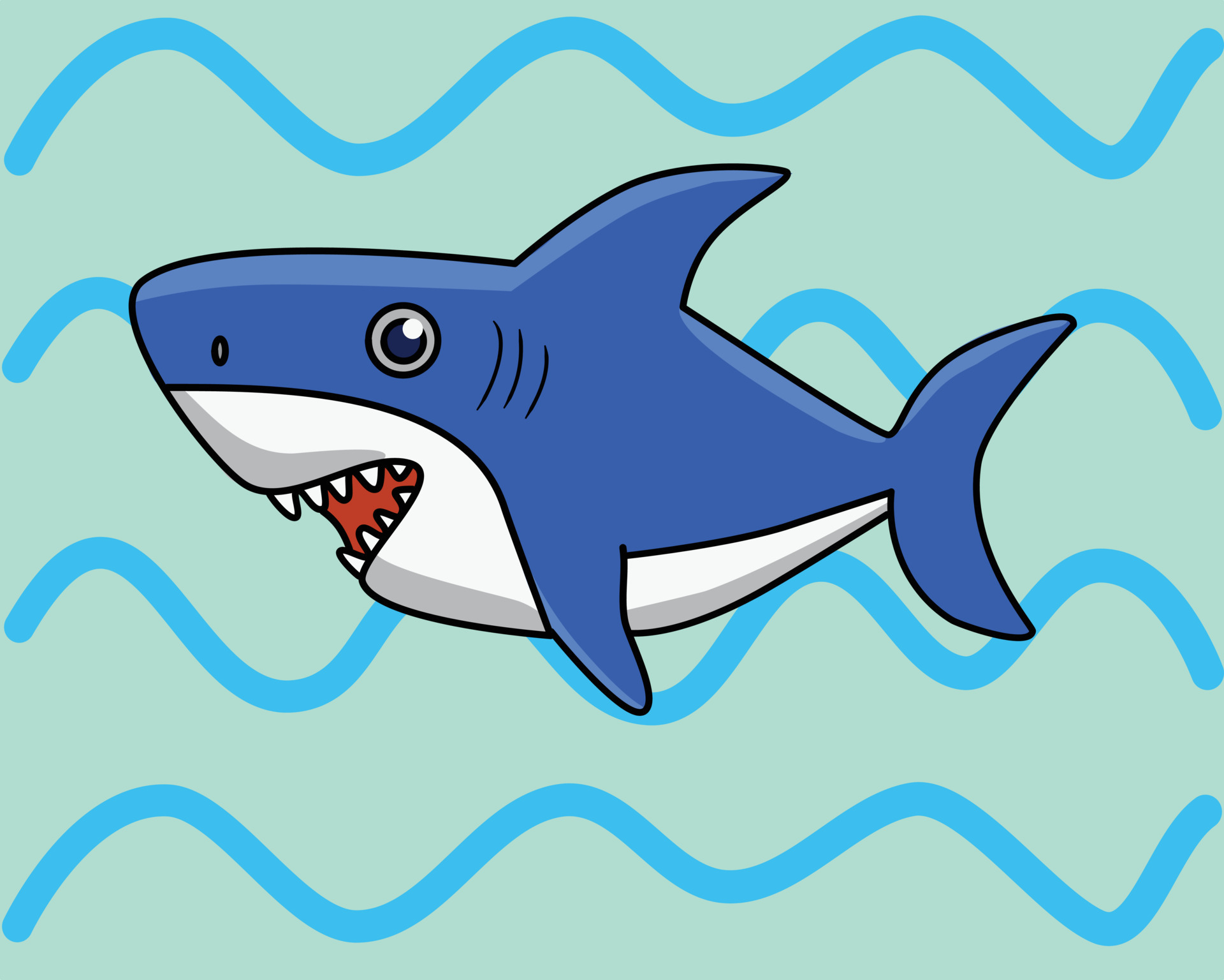 A Cute Baby Shark In Vector Illustration Design Vector Art At Vecteezy