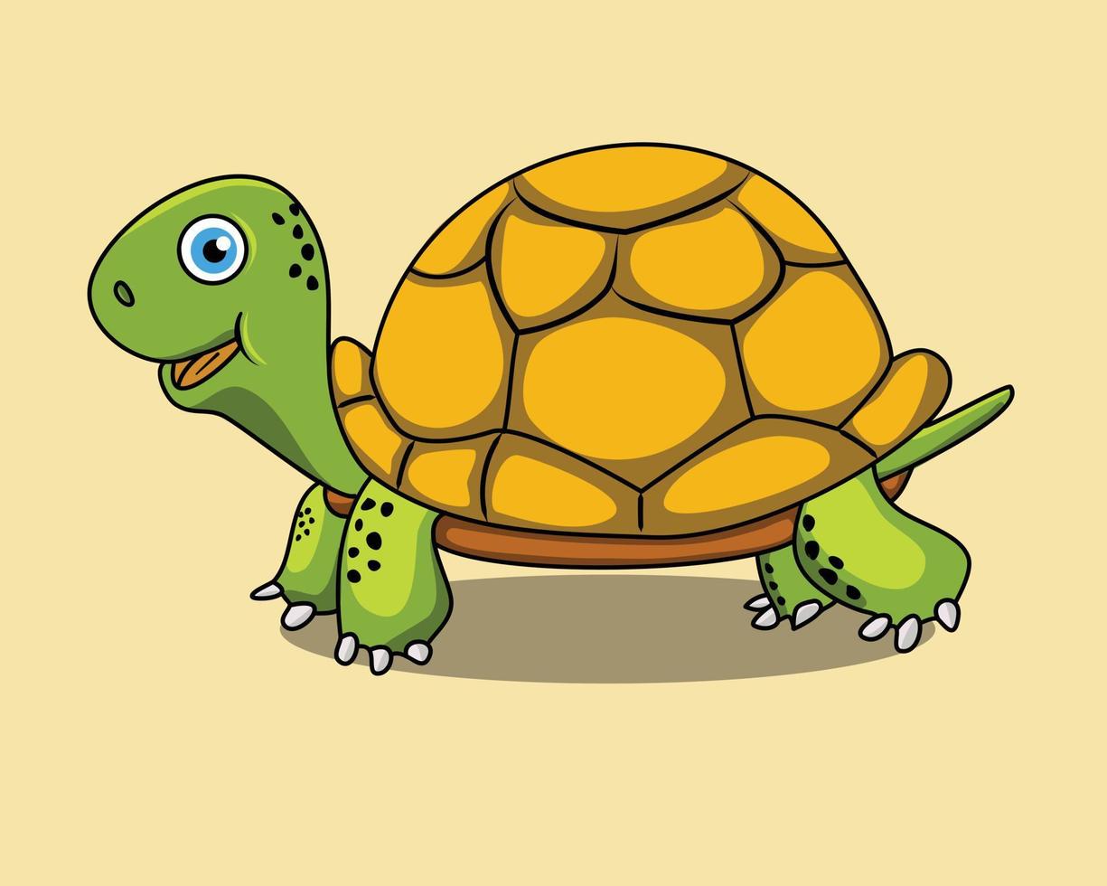 una linda tortuga en estilo de dibujos animados en el diseño de ilustraciones vectoriales vector