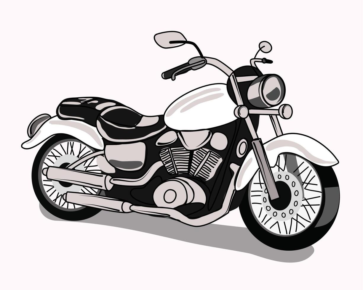 una motocicleta clásica en diseño de ilustración vectorial en color blanco y negro vector